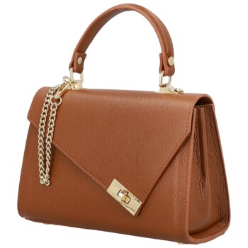 Dámská kožená kabelka do ruky koňaková - Delami Vera Pelle Melania