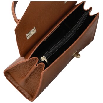 Dámská kožená kabelka do ruky koňaková - Delami Vera Pelle Melania