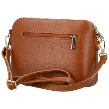 Dámská kožená crossbody kabelka koňaková - Delami Vera Pelle Gosslin
