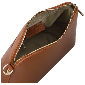 Dámská kožená crossbody kabelka koňaková - Delami Vera Pelle Gosslin