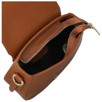 Dámská kožená crossbody kabelka koňaková - Delami Vera Pelle Olli
