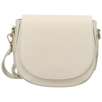 Dámská kožená crossbody kabelka krémová - Delami Vera Pelle Olli