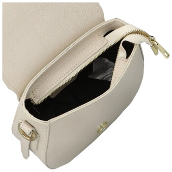 Dámská kožená crossbody kabelka krémová - Delami Vera Pelle Olli