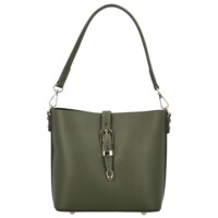 Dámská kožená kabelka na rameno tmavě zelená - Delami Vera Pelle Antoanet
