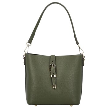 Dámská kožená kabelka na rameno tmavě zelená - Delami Vera Pelle Antoanet