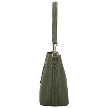 Dámská kožená kabelka na rameno tmavě zelená - Delami Vera Pelle Antoanet