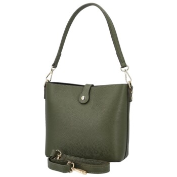 Dámská kožená kabelka na rameno tmavě zelená - Delami Vera Pelle Antoanet