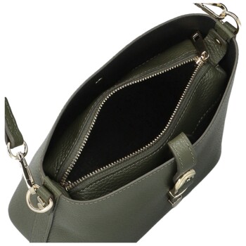 Dámská kožená kabelka na rameno tmavě zelená - Delami Vera Pelle Antoanet
