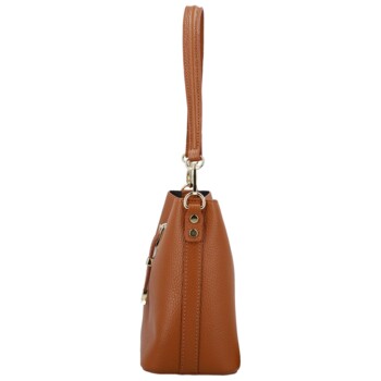 Dámská kožená kabelka na rameno koňaková - Delami Vera Pelle Antoanet