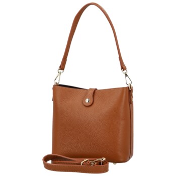 Dámská kožená kabelka na rameno koňaková - Delami Vera Pelle Antoanet