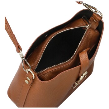 Dámská kožená kabelka na rameno koňaková - Delami Vera Pelle Antoanet