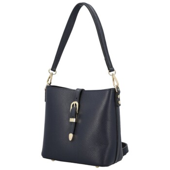 Dámská kožená kabelka na rameno tmavě modrá - Delami Vera Pelle Antoanet