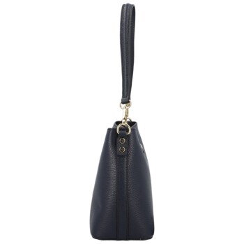 Dámská kožená kabelka na rameno tmavě modrá - Delami Vera Pelle Antoanet