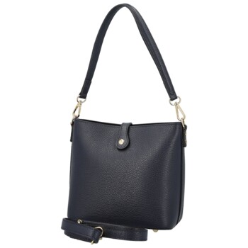 Dámská kožená kabelka na rameno tmavě modrá - Delami Vera Pelle Antoanet