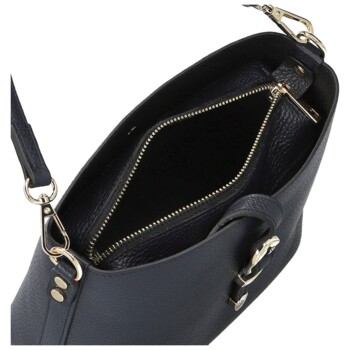 Dámská kožená kabelka na rameno tmavě modrá - Delami Vera Pelle Antoanet