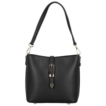 Dámská kožená kabelka na rameno černá - Delami Vera Pelle Antoanet