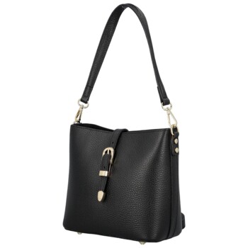 Dámská kožená kabelka na rameno černá - Delami Vera Pelle Antoanet