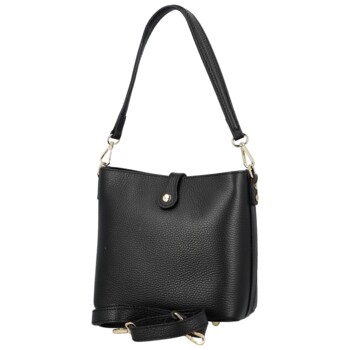 Dámská kožená kabelka na rameno černá - Delami Vera Pelle Antoanet