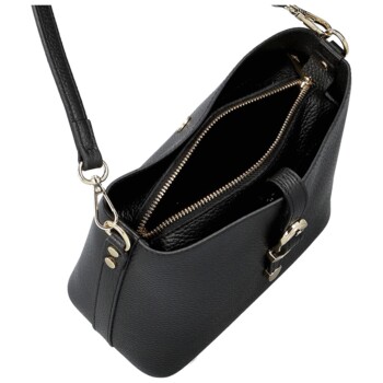 Dámská kožená kabelka na rameno černá - Delami Vera Pelle Antoanet