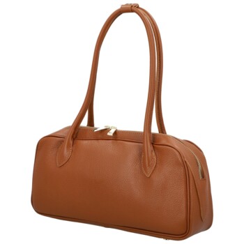 Dámská kožená kabelka na rameno koňaková - Delami Vera Pelle Reece