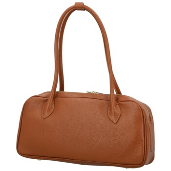 Dámská kožená kabelka na rameno koňaková - Delami Vera Pelle Reece