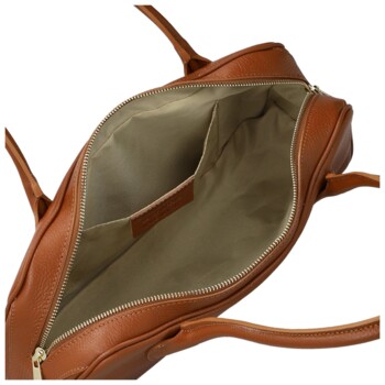 Dámská kožená kabelka na rameno koňaková - Delami Vera Pelle Reece