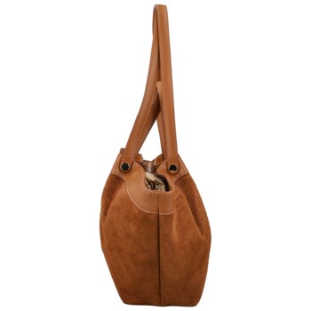 Dámská kožená kabelka na rameno koňaková - Delami Vera Pelle Lorina