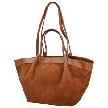 Dámská kožená kabelka na rameno koňaková - Delami Vera Pelle Lorina