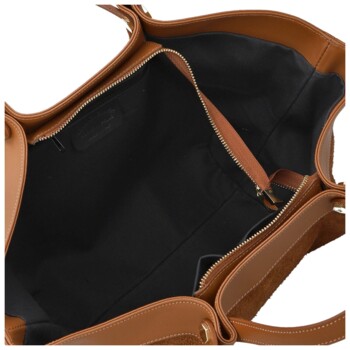 Dámská kožená kabelka na rameno koňaková - Delami Vera Pelle Lorina