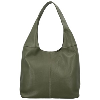 Dámská kožená kabelka přes rameno tmavě zelená - Delami Vera Pelle SkyFull