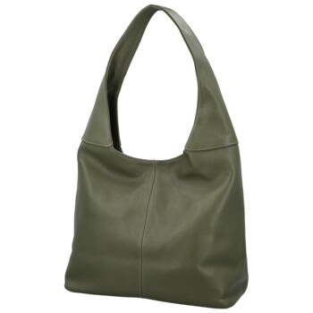 Dámská kožená kabelka přes rameno tmavě zelená - Delami Vera Pelle SkyFull