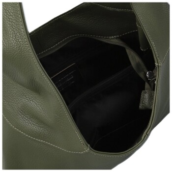Dámská kožená kabelka přes rameno tmavě zelená - Delami Vera Pelle SkyFull