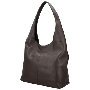 Dámská kožená kabelka přes rameno tmavě hnědá - Delami Vera Pelle SkyFull