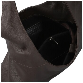 Dámská kožená kabelka přes rameno tmavě hnědá - Delami Vera Pelle SkyFull