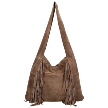 Dámská kožená kabelka přes rameno taupe - Delami Vera Pelle Katina