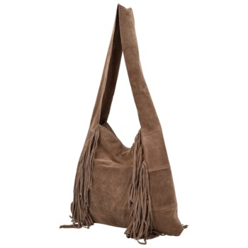 Dámská kožená kabelka přes rameno taupe - Delami Vera Pelle Katina