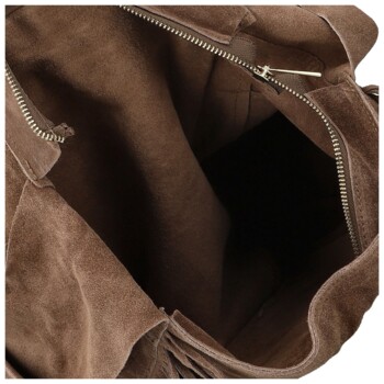 Dámská kožená kabelka přes rameno taupe - Delami Vera Pelle Katina