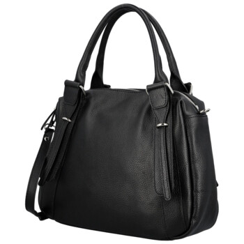 Dámská kožená kabelka na rameno černá - Delami Vera Pelle Tirza