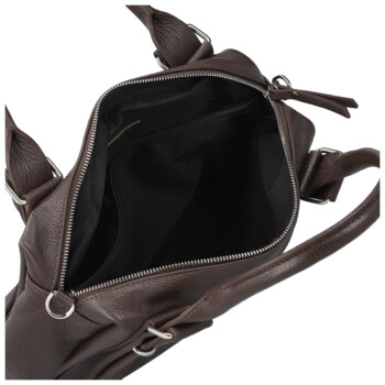 Dámská kožená kabelka na rameno tmavě hnědá - Delami Vera Pelle Tirza
