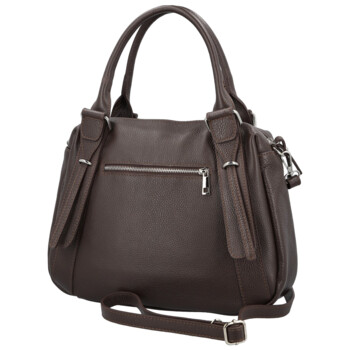 Dámská kožená kabelka na rameno tmavě hnědá - Delami Vera Pelle Tirza