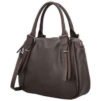 Dámská kožená kabelka na rameno tmavě hnědá - Delami Vera Pelle Tirza