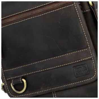 Pánská kožená crossbody taška hnědá - Sendi Design Alain
