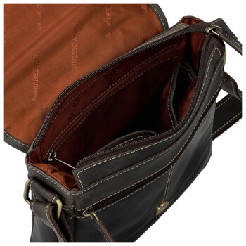 Pánská kožená crossbody taška hnědá - Sendi Design Alain