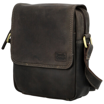 Pánská kožená crossbody taška hnědá - Sendi Design Fidlo