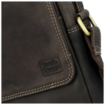 Pánská kožená crossbody taška hnědá - Sendi Design Fidlo