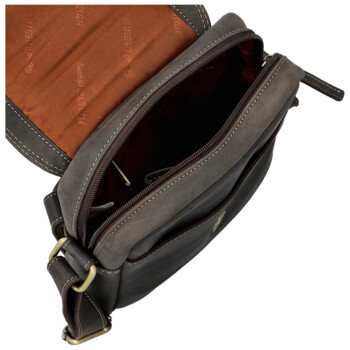 Pánská kožená crossbody taška hnědá - Sendi Design Fidlo