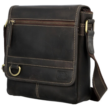 Pánská kožená crossbody taška hnědá - Sendi Design Alain