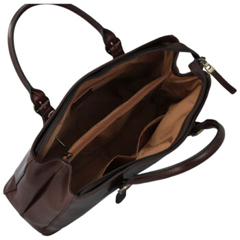 Dámská kožená kabelka do ruky tmavě hnědá - Katana Siara
