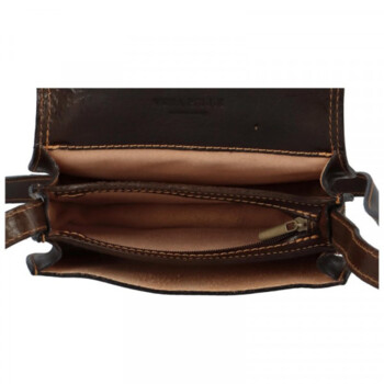 Dámská kožená crossbody tmavě hnědá - Delami Belinda