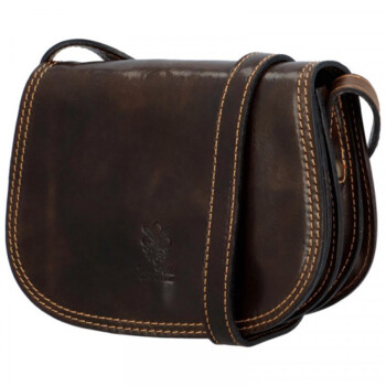 Dámská kožená crossbody tmavě hnědá - Delami Belinda